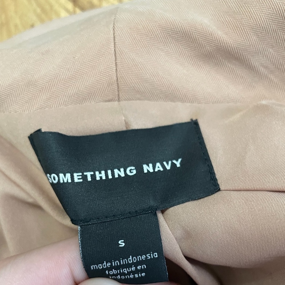 Something Navy Drapey Double Breasted Blazer Size Small Tan Relaxed Fit - Picture 3 of 3